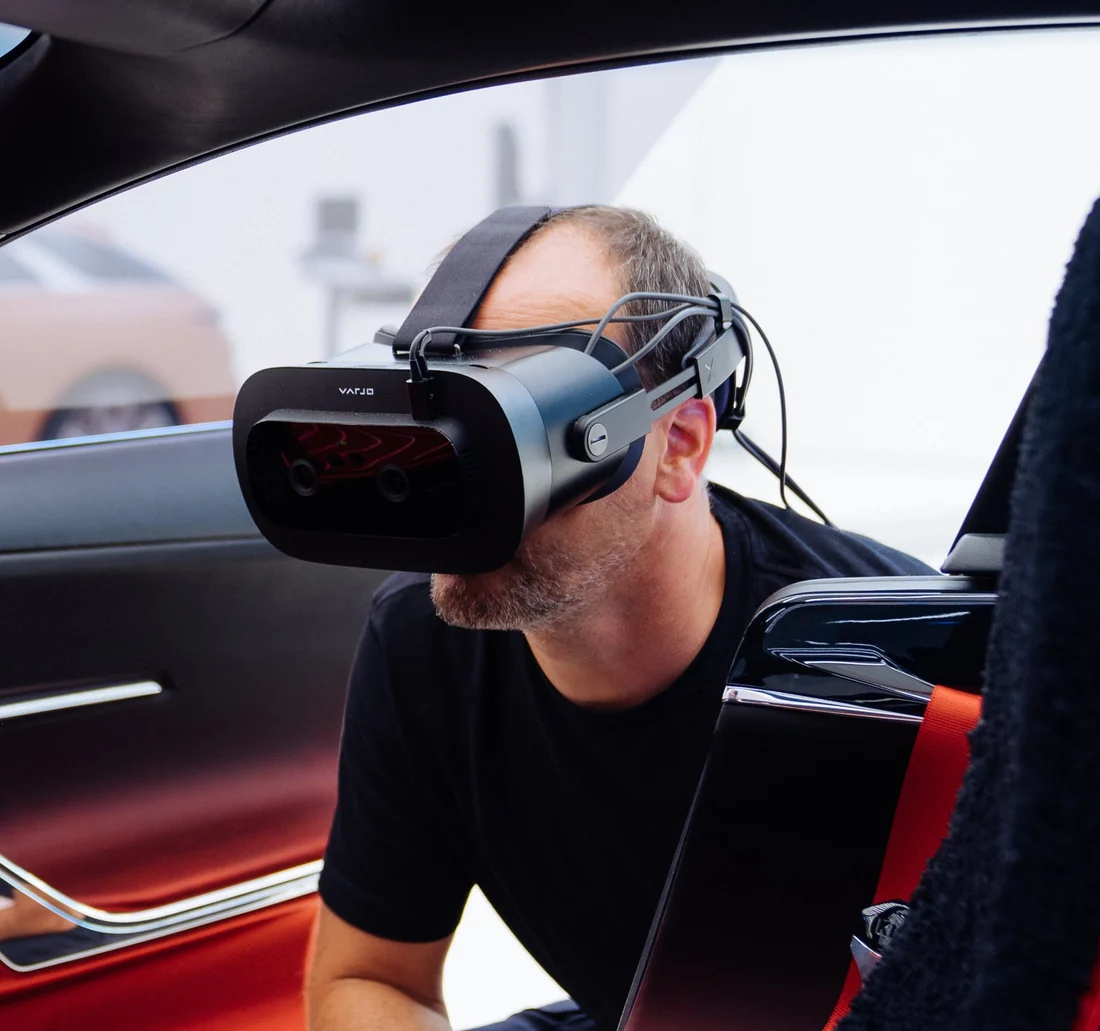 Visual for this record: Kia overlays a mixed-reality headset onto the physical clay model