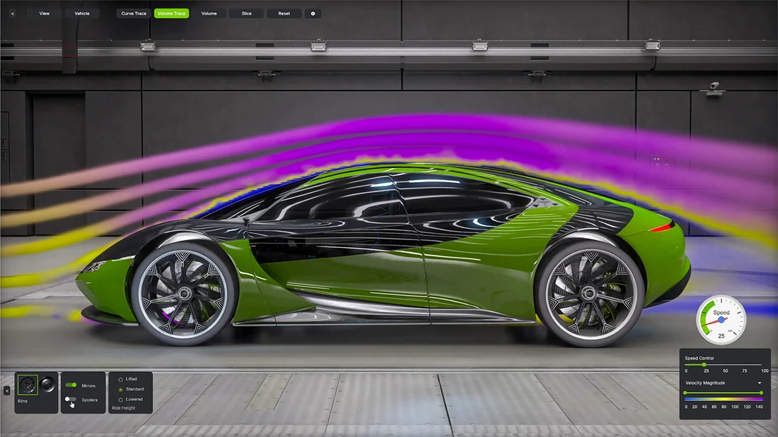 Visual for this record: NVIDIA showed a digital twin blueprint recalculating CFD live